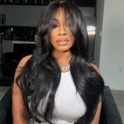 Curtain Bangs 13x4 Frontal HD Lace Wig Butterfly Haircut Straight Human Hair Wigs With Pre-Bleached Knots 15 Curtain Bangs 13x4 Frontal HD Lace Wig Butterfly Haircut Straight Human Hair Wigs With Pre-Bleached Knots -Ethereal Hair Shop 700 Curtain Bangs wigs 1 7