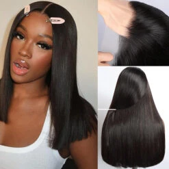 Super Double Drawn Human Hair Straight Bob Wig 13x6 HD Glueless Wig Pre Plucked & Bleached -Ethereal Hair Shop 700 Double Drawn Straight Bob Wig 2