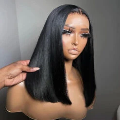 Super Double Drawn Human Hair Straight Bob Wig 13x6 HD Glueless Wig Pre Plucked & Bleached -Ethereal Hair Shop 700 Double Drawn Straight bob 3