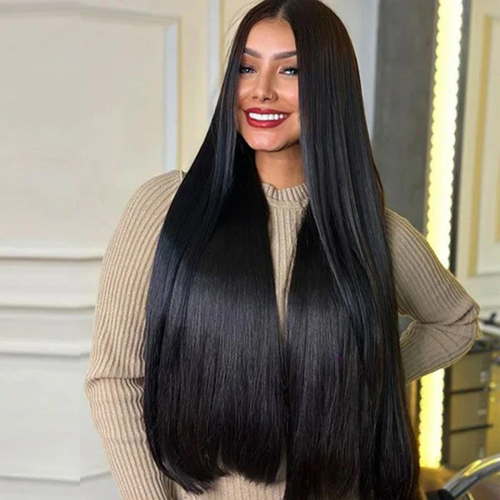 Double Drawn Human Hair Wigs Pre Bleached Knots 13X6 HD Lace Frontal Straight Hair 250% Density Glueless Wigs 5 Double Drawn Human Hair Wigs Pre Bleached Knots 13X6 HD Lace Frontal Straight Hair 250% Density Glueless Wigs - Image 3