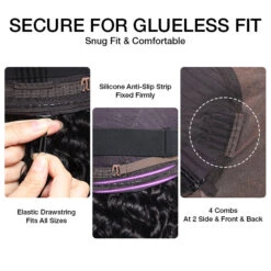 Glueless Pull Go Drawstring Curly Wig With 4C Curly Edge Hairline 13x4 13x6 HD Lace Human Hair Wigs 220%Density Full Hair -Ethereal Hair Shop 700 Drawstring wig 4 18