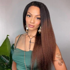 Kinky Edges Ombre Auburn Color Kinky Straight Wig Glueless HD Lace Human Hair Wig For Black Women 15 Kinky Edges Ombre Auburn Color Kinky Straight Wig Glueless HD Lace Human Hair Wig For Black Women -Ethereal Hair Shop 700 Kinky edges ombre kinky straight 16