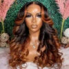 Ombre Brown Colored 13x6 Transparent Lace Frontal Wig Pre-Plucked Highlight Lace Front Human Hair Wigs For Women -Ethereal Hair Shop 700 OmbreBrownColor 2
