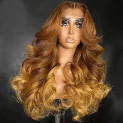 Ombre Light Brown Wigs 13x6 Lace Frontal Wigs Human Hair Pre Plucked Brazilian Virgin Hair Glueless Body Wave Wigs -Ethereal Hair Shop 700 OmbreLightBrown 3