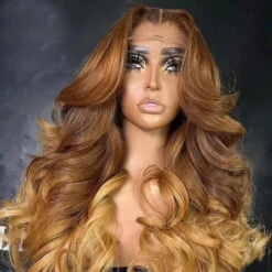 Ombre Light Brown Wigs 13x6 Lace Frontal Wigs Human Hair Pre Plucked Brazilian Virgin Hair Glueless Body Wave Wigs -Ethereal Hair Shop 700 OmbreLightBrown 4