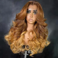 Ombre Light Brown Wigs 13x6 Lace Frontal Wigs Human Hair Pre Plucked Brazilian Virgin Hair Glueless Body Wave Wigs -Ethereal Hair Shop 700 OmbreLightBrown 5
