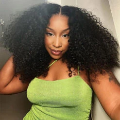 Double Drawn Human Hair Wig Full & Voluminous Pixie Curls Wig 300% Density Put On Go® Glueless Wigs -Ethereal Hair Shop 700 Popping Curly lace wig 19