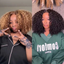 Double Drawn Human Hair Wig Full & Voluminous Pixie Curls Wig 300% Density Put On Go® Glueless Wigs -Ethereal Hair Shop 700 Popping Curly lace wig 21