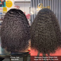 Double Drawn Human Hair Wig Full & Voluminous Pixie Curls Wig 300% Density Put On Go® Glueless Wigs -Ethereal Hair Shop 700 Popping Curly lace wig 25