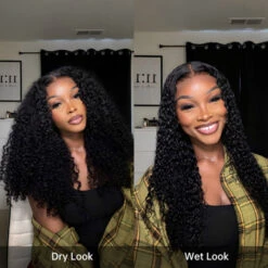 Double Drawn Human Hair Wig Full & Voluminous Pixie Curls Wig 300% Density Put On Go® Glueless Wigs -Ethereal Hair Shop 700 Popping Curly lace wig 27
