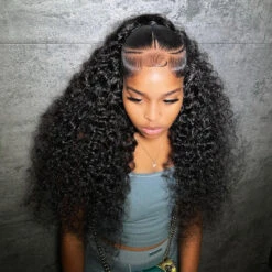 Curly Pre Braided Lace Front Wig 13x6 Full Lace Frontal Wig With Pre Bleached & Pre Plucked -Ethereal Hair Shop 700 Pre Braided Wigs 21