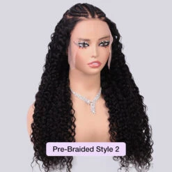 Curly Pre Braided Lace Front Wig 13x6 Full Lace Frontal Wig With Pre Bleached & Pre Plucked -Ethereal Hair Shop 700 Pre Braided Wigs 22 04bb001e 65e8 4ba0 8760 ed5942ec4009