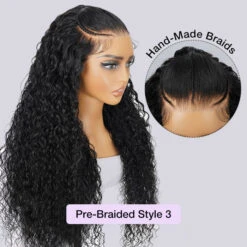 Curly Pre Braided Lace Front Wig 13x6 Full Lace Frontal Wig With Pre Bleached & Pre Plucked -Ethereal Hair Shop 700 Pre Braided Wigs 25