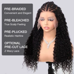 Curly Pre Braided Lace Front Wig 13x6 Full Lace Frontal Wig With Pre Bleached & Pre Plucked -Ethereal Hair Shop 700 Pre Braided Wigs 26