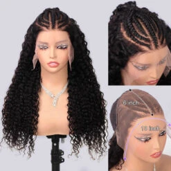 Curly Pre Braided Lace Front Wig 13x6 Full Lace Frontal Wig With Pre Bleached & Pre Plucked -Ethereal Hair Shop 700 Pre Braided Wigs 27