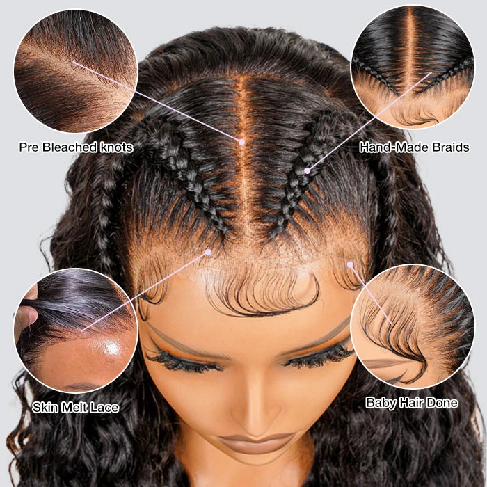 Pre Braided Hairstyles For Straight Hair Glueless 13x6 Full Lace Front Wigs With Pre Bleached Knots 15 Pre Braided Hairstyles For Straight Hair Glueless 13x6 Full Lace Front Wigs With Pre Bleached Knots - Image 13