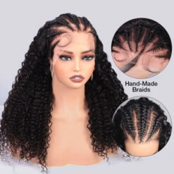 Curly Pre Braided Lace Front Wig 13x6 Full Lace Frontal Wig With Pre Bleached & Pre Plucked -Ethereal Hair Shop 700 Pre Braided Wigs 8