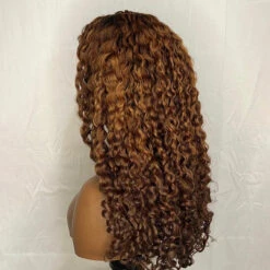 Glueless 4C Edges Hairline Curly Wigs Ombre Brown 13x4 Frontal HD Lace Human Hair Pre Everything Wigs For Women -Ethereal Hair Shop 700 T1b 30 4 Kinky edges ombre wig 5