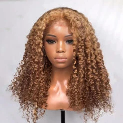 220% Density 4C Curly Edges Colored Wig 13x6 Full Lace Human Hair Glueless Wig With Curly Baby Hair -Ethereal Hair Shop 700 27 blonde 4c edges curly wig 4