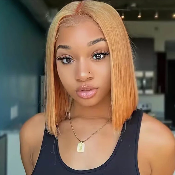#27 Honey Blonde Short Straight Bob 13x4/4x4 Lace Wig 100% Human Virgin Hair 7 #27 Honey Blonde Short Straight Bob 13x4/4x4 Lace Wig 100% Human Virgin Hair - Image 5