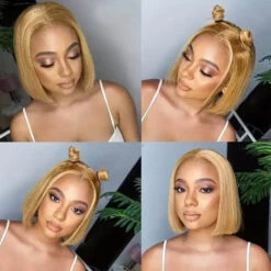 #27 Honey Blonde Short Straight Bob 13x4/4x4 Lace Wig 100% Human Virgin Hair 17 #27 Honey Blonde Short Straight Bob 13x4/4x4 Lace Wig 100% Human Virgin Hair -Ethereal Hair Shop 700 27 straight bob lace wig 7