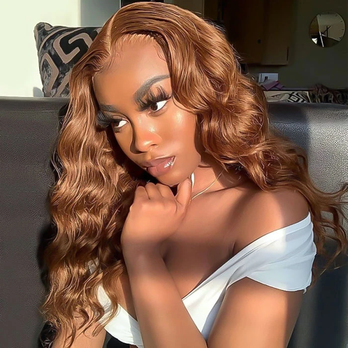 #30 Auburn Brown Hair Colored Human Hair Wigs Loose Wave 13x6 HD Lace Frontal Wigs 7 #30 Auburn Brown Hair Colored Human Hair Wigs Loose Wave 13x6 HD Lace Frontal Wigs - Image 5
