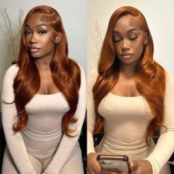 #30 Light Auburn Brown Wigs Straight & Body Wave Colored Human Hair Wigs 13*4 HD Lace Wigs -Ethereal Hair Shop 700 30 brown lace wigs bf732812 707d 43b3 9f69 a85ce8547ab8