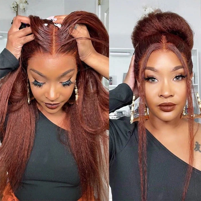 Glueless Kinky Straight Invisible-String Snug Fit 360 Full Lace Pre Plucked & Bleached HD Lace Wigs 16 Glueless Kinky Straight Invisible-String Snug Fit 360 Full Lace Pre Plucked & Bleached HD Lace Wigs - Image 14