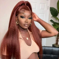 Glueless Kinky Straight Invisible-String Snug Fit 360 Full Lace Pre Plucked & Bleached HD Lace Wigs 38 Glueless Kinky Straight Invisible-String Snug Fit 360 Full Lace Pre Plucked & Bleached HD Lace Wigs -Ethereal Hair Shop 700 33 360 invisi string pre cut lace wig 42