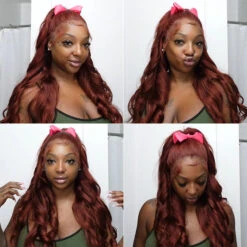 Reddish Brown Human Hair Body Wave Wigs 13X4 HD Lace Front Wigs Pre-Plucked Hairline -Ethereal Hair Shop 700 33 reddish brown