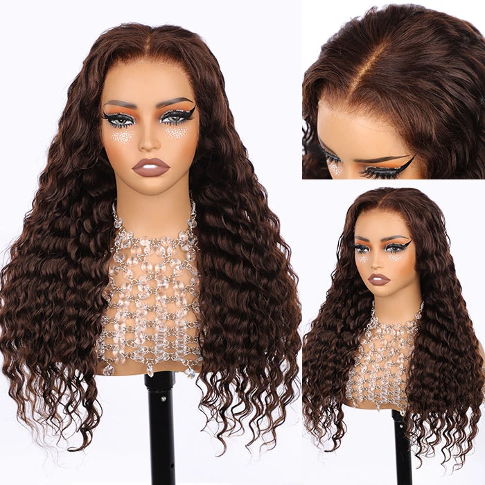 Glueless Invisi-String Snug Fit 360 HD Lace Frontal #4 Chocolate Brown Deep Wave Put On & Go Wigs 5 Glueless Invisi-String Snug Fit 360 HD Lace Frontal #4 Chocolate Brown Deep Wave Put On & Go Wigs - Image 3