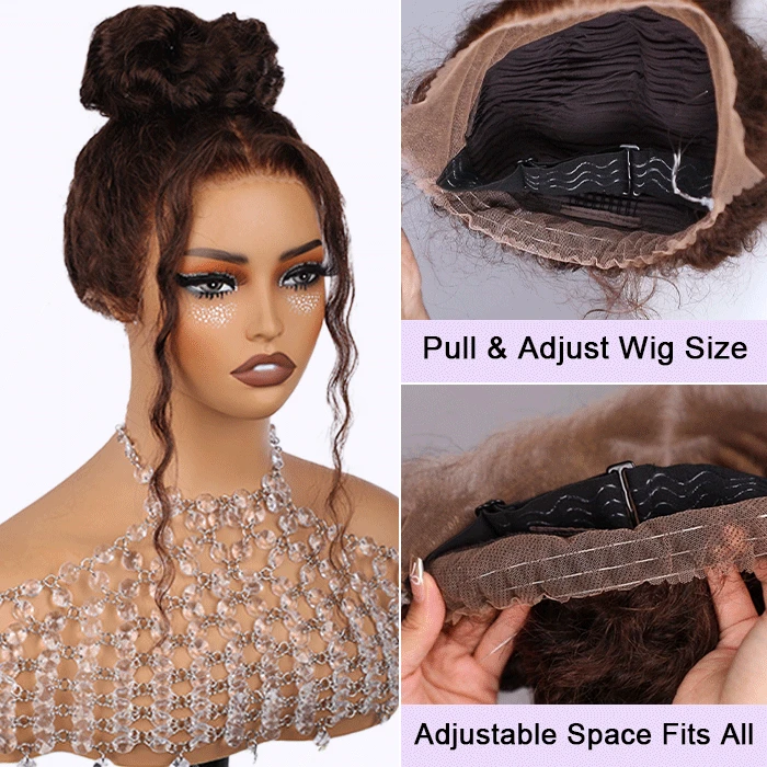 Glueless Invisi-String Snug Fit 360 HD Lace Frontal #4 Chocolate Brown Deep Wave Put On & Go Wigs 4 Glueless Invisi-String Snug Fit 360 HD Lace Frontal #4 Chocolate Brown Deep Wave Put On & Go Wigs - Image 2