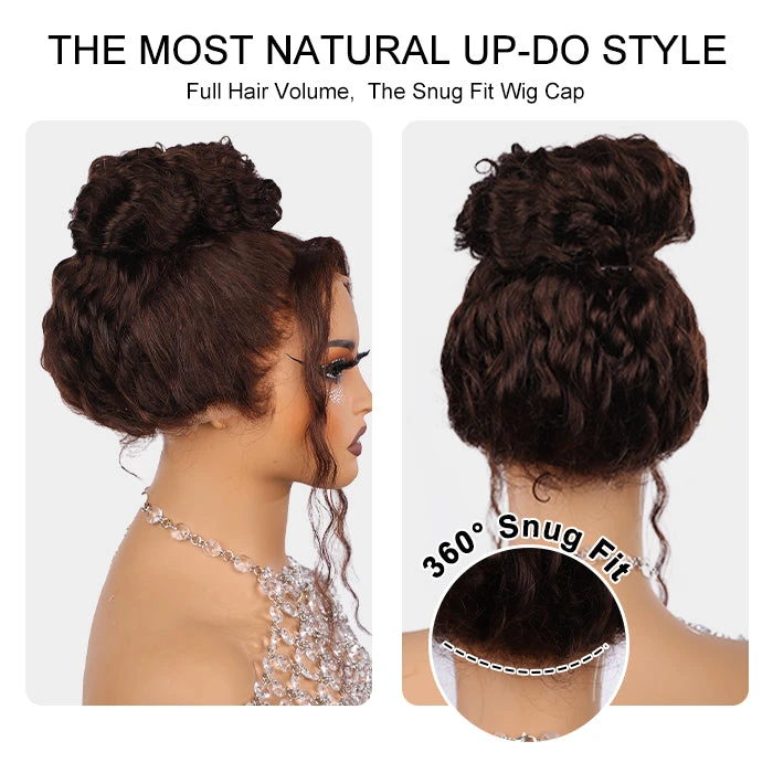 Glueless Invisi-String Snug Fit 360 HD Lace Frontal #4 Chocolate Brown Deep Wave Put On & Go Wigs 11 Glueless Invisi-String Snug Fit 360 HD Lace Frontal #4 Chocolate Brown Deep Wave Put On & Go Wigs - Image 9
