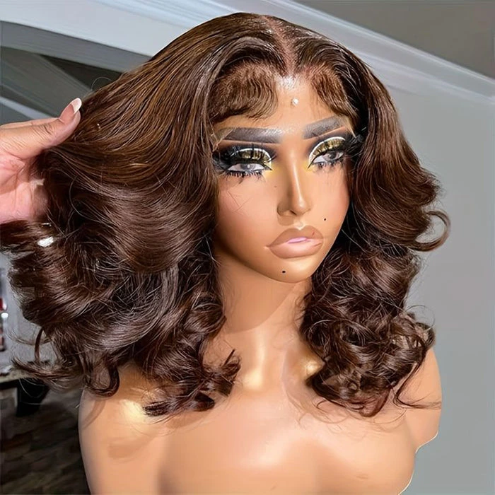 #4 Chocolate Brown Short Straight Bob 13x4/13x6 Lace Front Human Hair Wig 8 #4 Chocolate Brown Short Straight Bob 13x4/13x6 Lace Front Human Hair Wig - Image 6