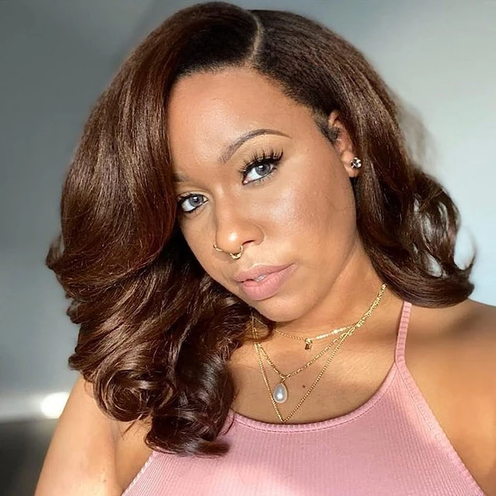 #4 Chocolate Brown Short Straight Bob 13x4/13x6 Lace Front Human Hair Wig 10 #4 Chocolate Brown Short Straight Bob 13x4/13x6 Lace Front Human Hair Wig - Image 8