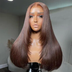 #4 Chocolate Brown Layered Cut Straight 13x4 HD Lace Front Wig Glueless Human Hair Wigs 15 #4 Chocolate Brown Layered Cut Straight 13x4 HD Lace Front Wig Glueless Human Hair Wigs -Ethereal Hair Shop 700 4 layered cut straight lace wig 5