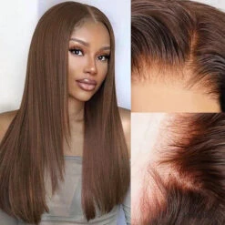 #4 Chocolate Brown Layered Cut Straight 13x4 HD Lace Front Wig Glueless Human Hair Wigs 13 #4 Chocolate Brown Layered Cut Straight 13x4 HD Lace Front Wig Glueless Human Hair Wigs -Ethereal Hair Shop 700 4 layered cut straight lace wig 6