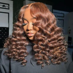 220% Density Chocolate Brown Loose Deep Wave Bob Wig 13x4 Lace Frontal Human Hair Wigs -Ethereal Hair Shop 700 4 loose bob wig 3