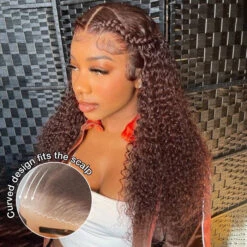 Glueless Ready & Go Wig Curly Hair 8*5 Pre Cut HD Lace Closure Wigs #4 Chocolate Brown Color -Ethereal Hair Shop 700 4 pre cut lace wig 12