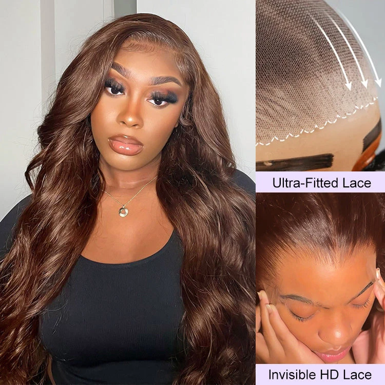 #4 Chocolate Brown Color Glueless Ready & Go Wig 8*5 Pre Cut HD Lace Closure Wigs 7 #4 Chocolate Brown Color Glueless Ready & Go Wig 8*5 Pre Cut HD Lace Closure Wigs - Image 5