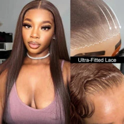 Chocolate Brown Color Put On Go® Glueless Wig Pre Cut 8x5 HD Lace Human Hair Wigs For Women 20 Chocolate Brown Color Put On Go® Glueless Wig Pre Cut 8x5 HD Lace Human Hair Wigs For Women -Ethereal Hair Shop 700 4 pre cut lace wig 16