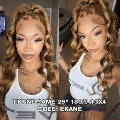 4/27 Honey Blonde Highlight Body Wave HD Lace Front Human Hair Wigs Free Part 12 4/27 Honey Blonde Highlight Body Wave HD Lace Front Human Hair Wigs Free Part -Ethereal Hair Shop 700 ekanesamehair 2