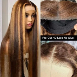 Highlight Put On Go® Glueless Wig Pre Cut 4x4 HD Lace Closure Wig Beginner Friendly -Ethereal Hair Shop 700 blonde highlight glueless wig 3