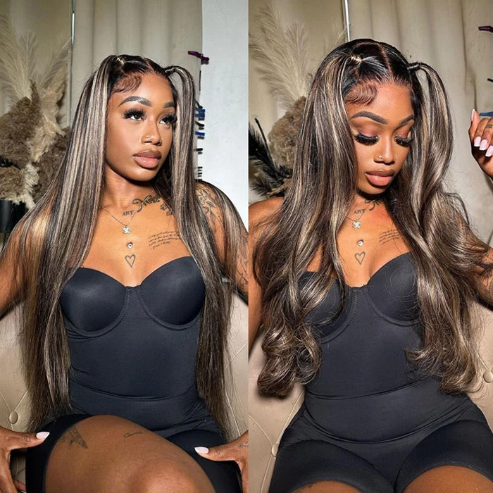 Blonde Highlight HD Lace Closure Wigs #M1B/27 Color Glueless Ready & Go Wig 13 Blonde Highlight HD Lace Closure Wigs #M1B/27 Color Glueless Ready & Go Wig - Image 11