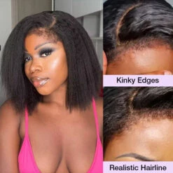 4C Edges Hairline Kinky Straight 8×5 Pre-bleached Knots Natural Scalp 220% Density Short Bob Wig -Ethereal Hair Shop 700 bob wig with curly edges wig 5
