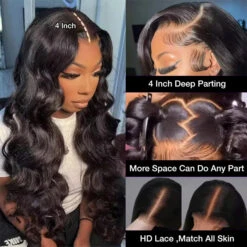 3D Body Wave Wig 220% Density 13x4 Human Hair Lace Frontal Wig Pre Plucked Pre Bleached Pre Cut Gluless Wig -Ethereal Hair Shop 700 body wave lace wigs 2