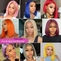 Colorful Straight Bob Wig Human Hair 13x4 Pre Plucked Glueless Bob Lace Front Human Hair Wig -Ethereal Hair Shop 700 colorful bob lace wig
