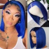 Blue Bob Wig 220% Density Straight 13x4 Lace Front Human Hair Wig Natural Hairline Bob Wigs 2 Blue Bob Wig 220% Density Straight 13x4 Lace Front Human Hair Wig Natural Hairline Bob Wigs -Ethereal Hair Shop 700 colorful bob wig 2