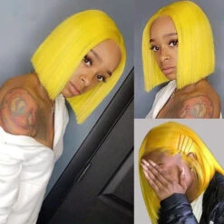 Yellow Straight Human Hair Bob Wigs 13x4 Brazilian Remy Colored Short Bob Wigs Glueless Human Hair Wigs 11 Yellow Straight Human Hair Bob Wigs 13x4 Brazilian Remy Colored Short Bob Wigs Glueless Human Hair Wigs -Ethereal Hair Shop 700 colorful bob wig 7