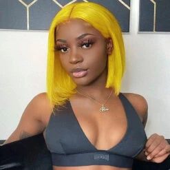 Yellow Straight Human Hair Bob Wigs 13x4 Brazilian Remy Colored Short Bob Wigs Glueless Human Hair Wigs 12 Yellow Straight Human Hair Bob Wigs 13x4 Brazilian Remy Colored Short Bob Wigs Glueless Human Hair Wigs -Ethereal Hair Shop 700 colorful bob wig 8